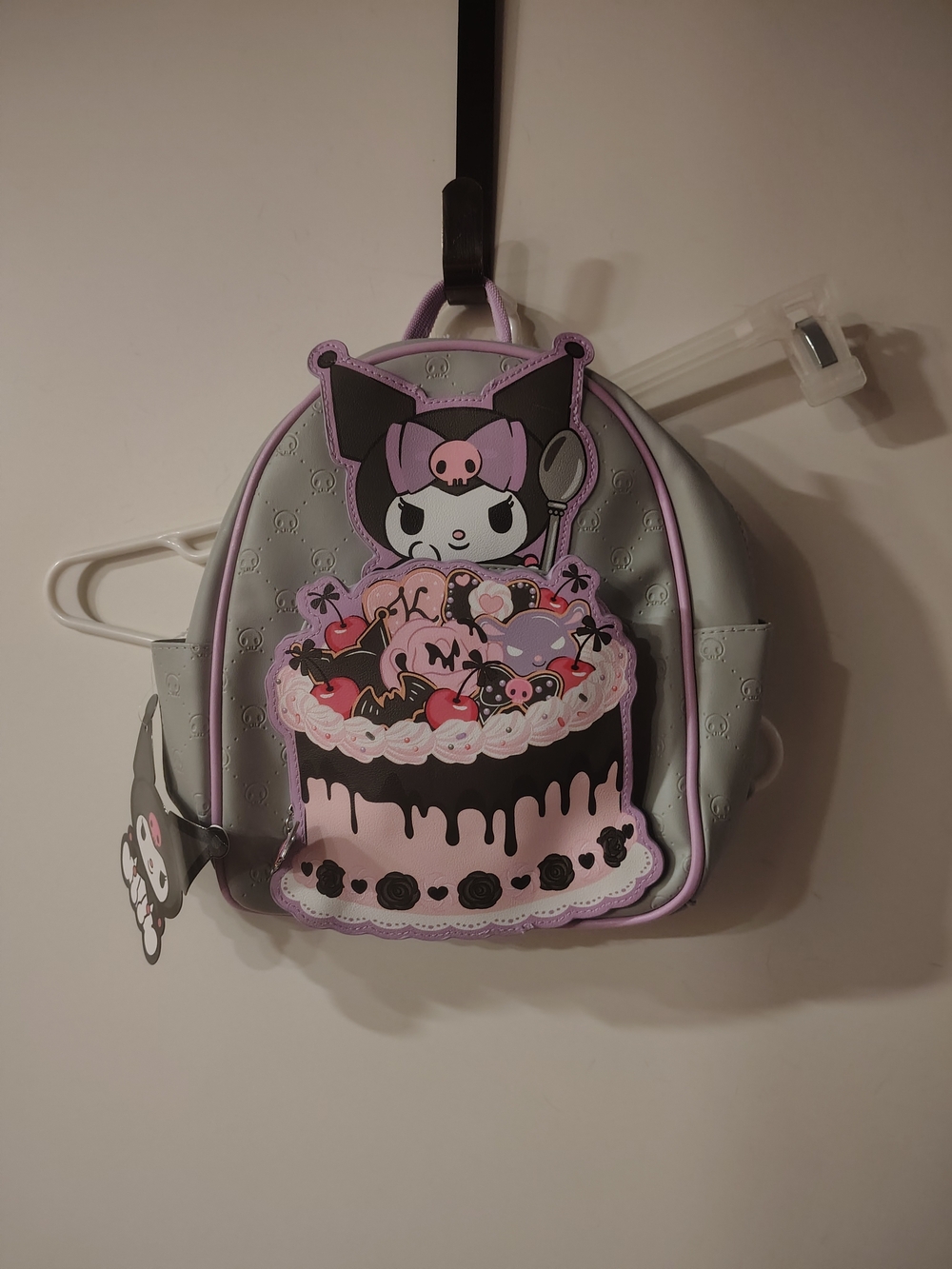 Sanrio Kuromi Mini Backpack — Light Gray & Pink